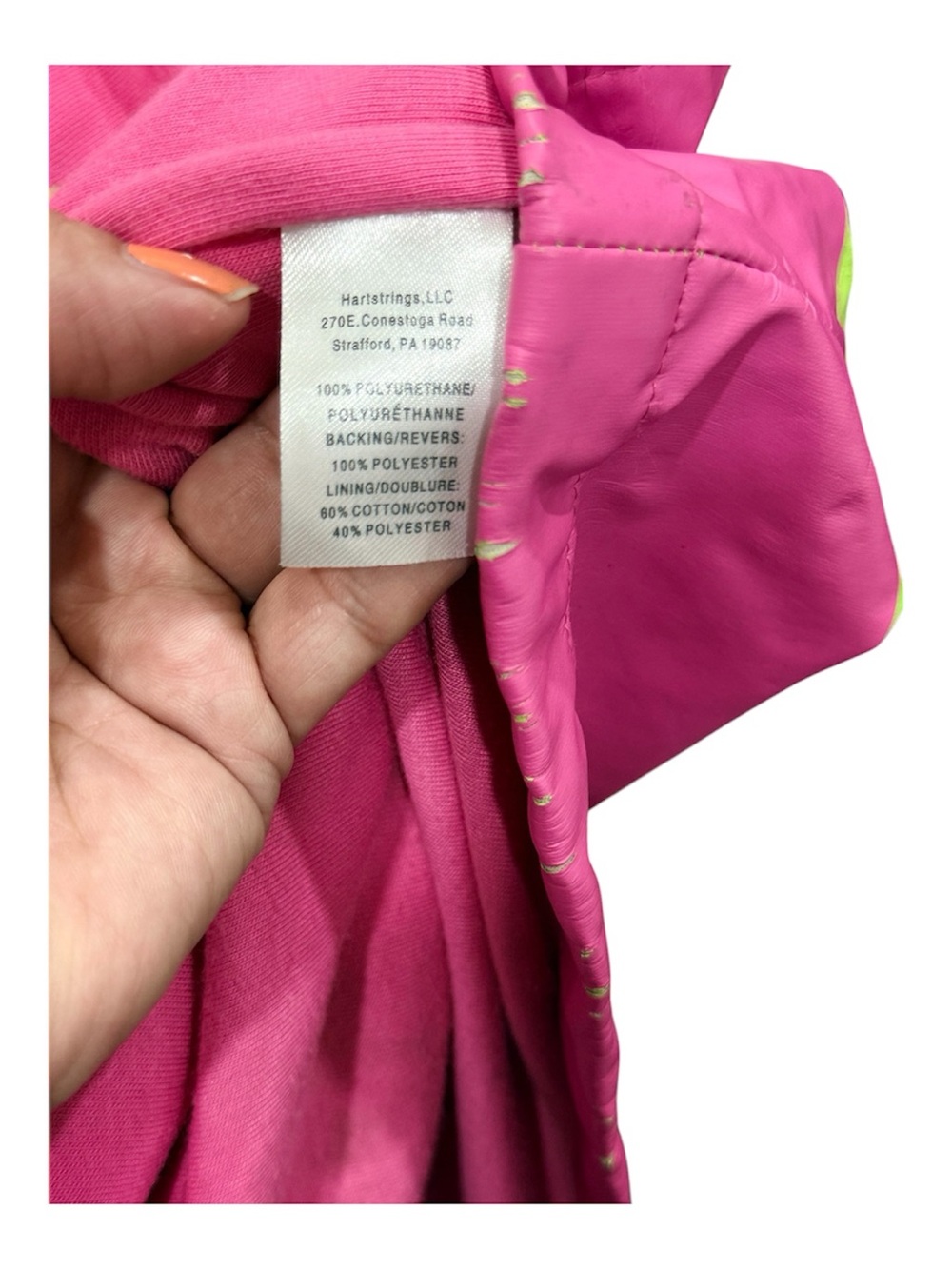 Hartstrings Girls Bright green Pink polka dot rain coat Jacket size 7-8